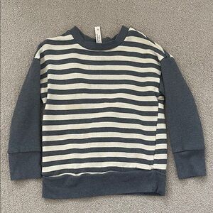 Childhoods Clothing boxy sweatshirt in Iron Gray and Beige Stripe, size 4t